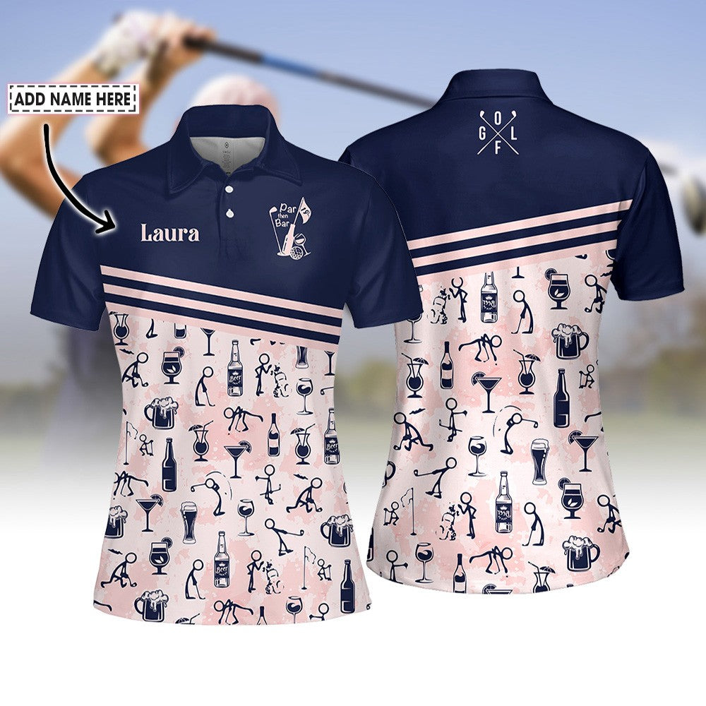 Par Then Bar Stick Figure Women Polo Shirt LVH090101