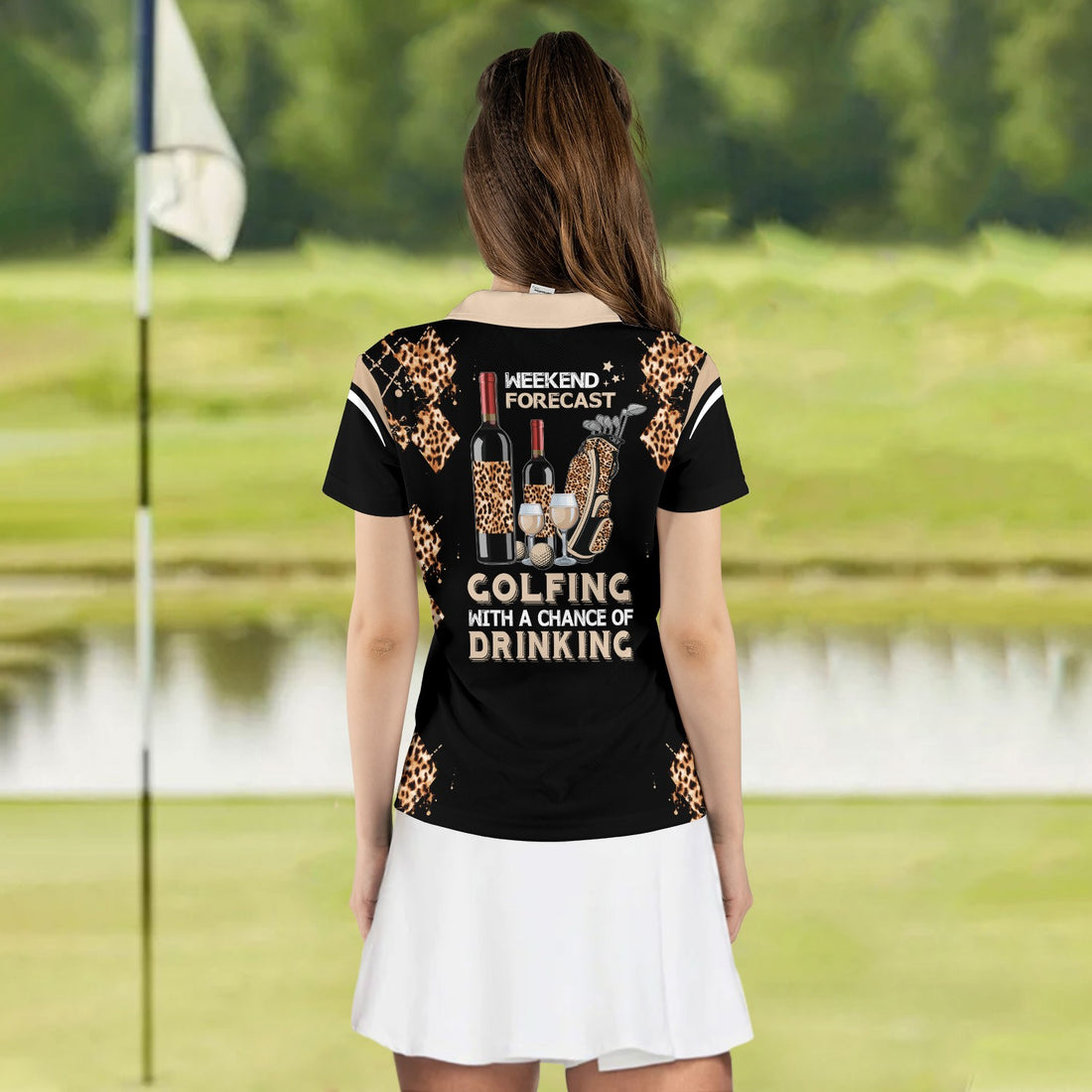 Weekend Forecast Golfing With A Chance Of Drinking Women Polo Shirt LVH100201