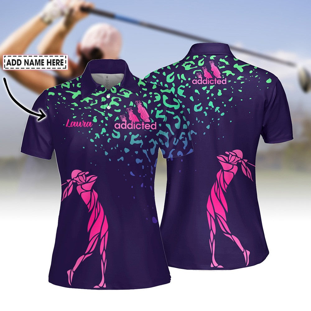 Gradient Women Golf Silhouette Leopard Women Polo Shirt LVH100301