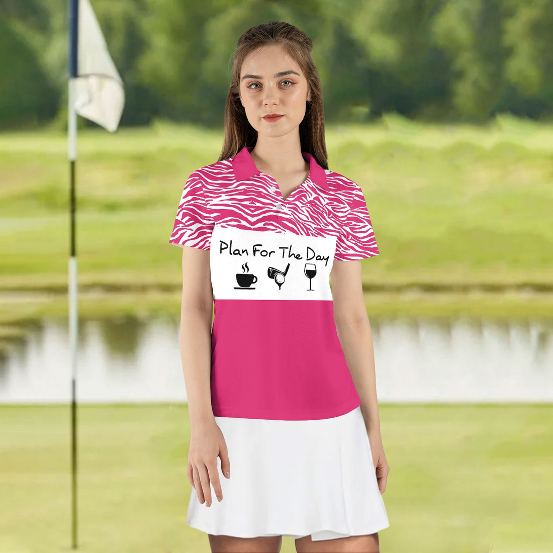 PLAN FOR THE DAY PINK GOLF Women Polo Shirt LVH110101