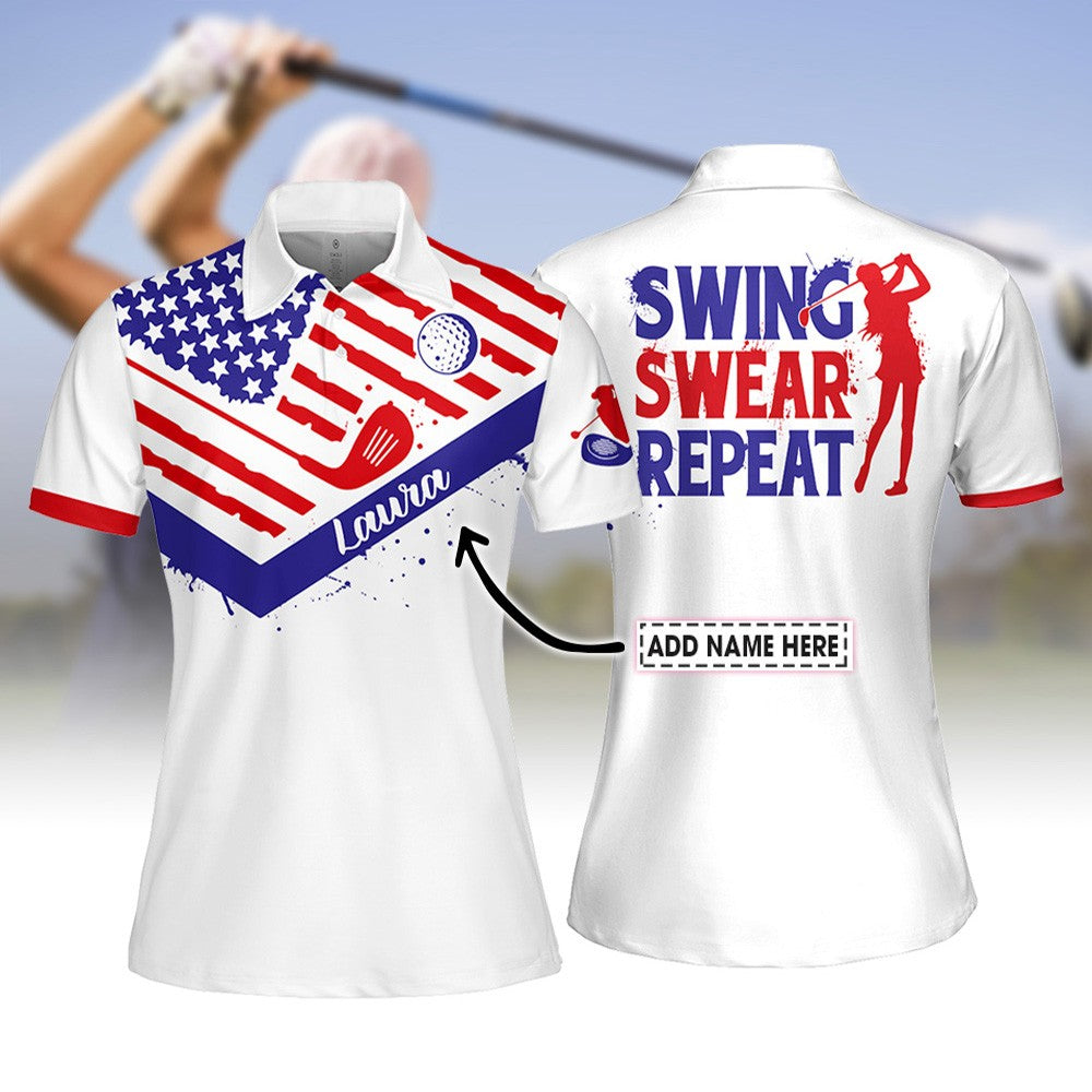 AMERICA FLAG SWING SWEAR REPEAT Women Polo Shirt LVH130101