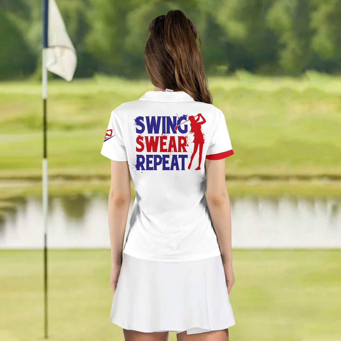 AMERICA FLAG SWING SWEAR REPEAT Women Polo Shirt LVH130101