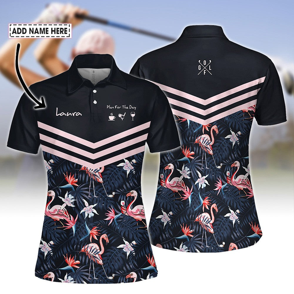 Plan For The Day Flamingo Tropical Golf Women Polo Shirt LVH130201