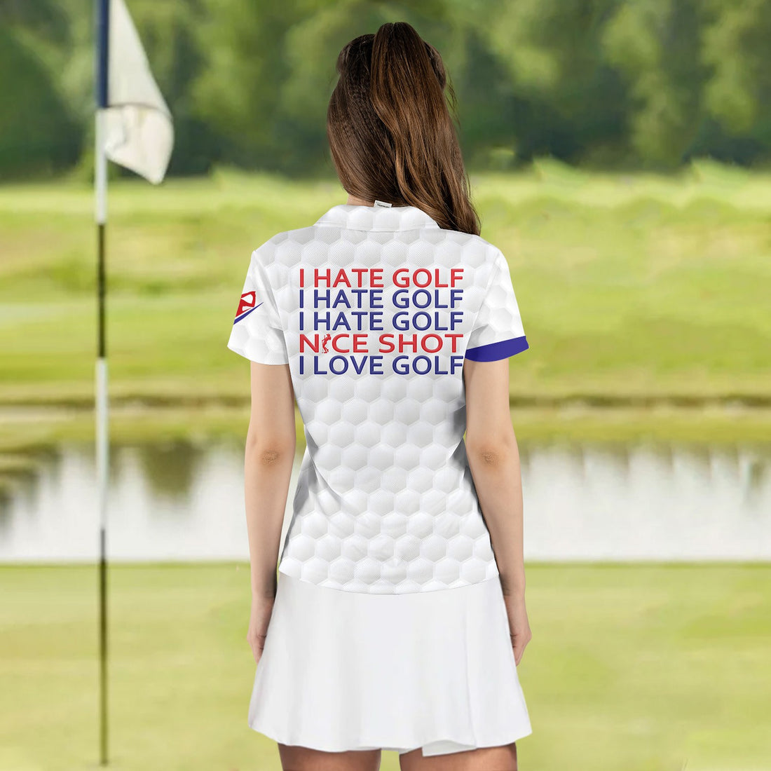 Nice Shot I Hate Golf American Flag Women Polo Shirt LVH140101