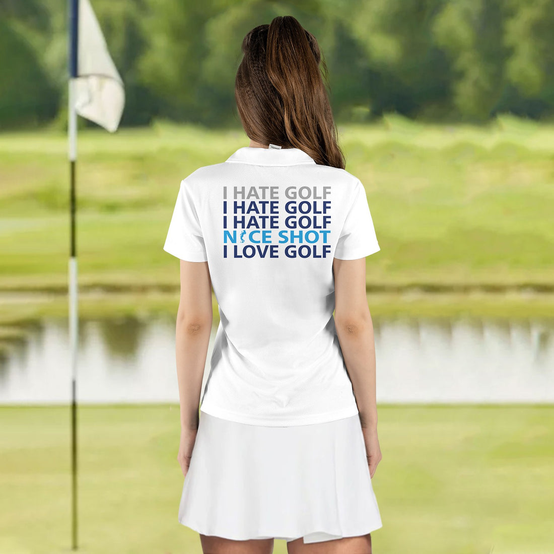 Nice Shot Golf I Hate Golf Silhouette Women Polo Shirt LVH140201