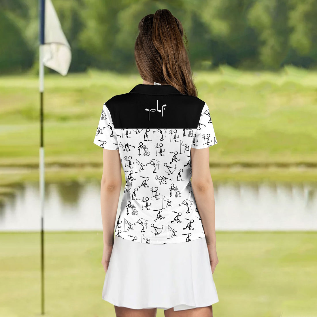 Stickfigures Playing Golf Women Polo Shirt LVH150101