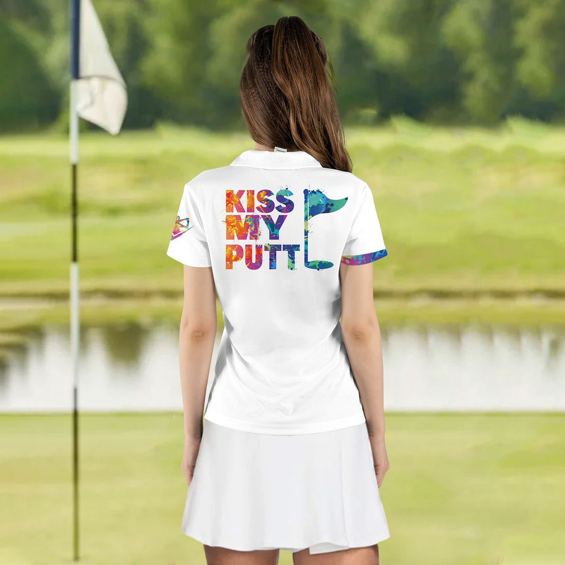 Kiss My Putt Watercolor Women Polo Shirt LVH180301