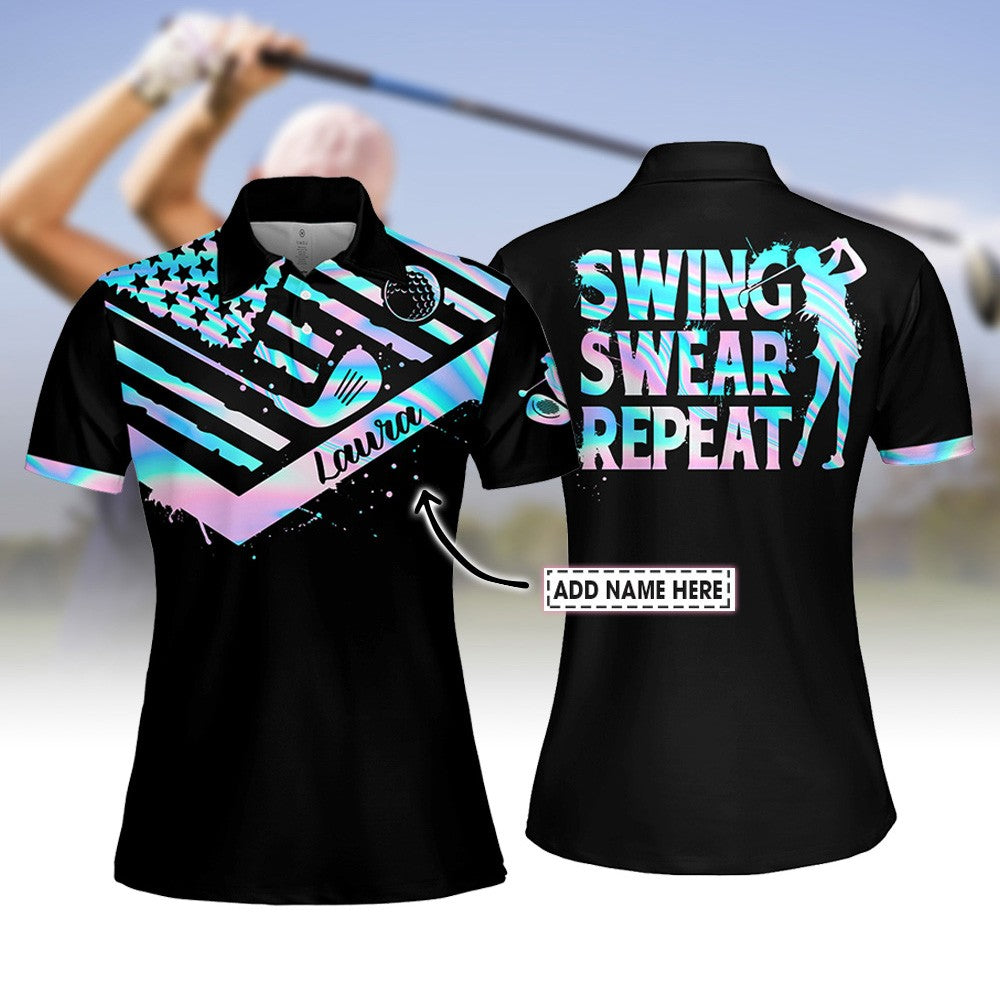 Hologram Swing Swear Repeat Women Polo Shirt LVH190101