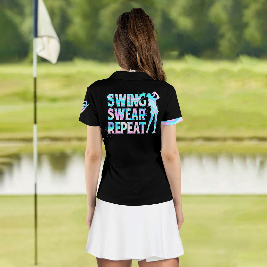 Hologram Swing Swear Repeat Women Polo Shirt LVH190101