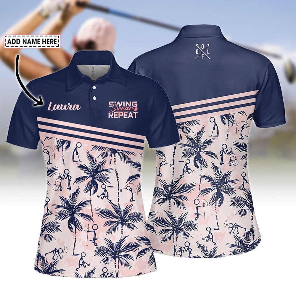 Swing Swear Repeat Golf Figures Women Polo Shirt LVH230301