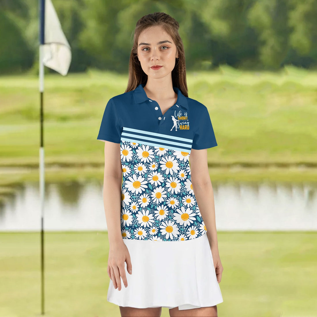 Life Is Short Swing Hard Daisy Women Polo Shirt LVH240301