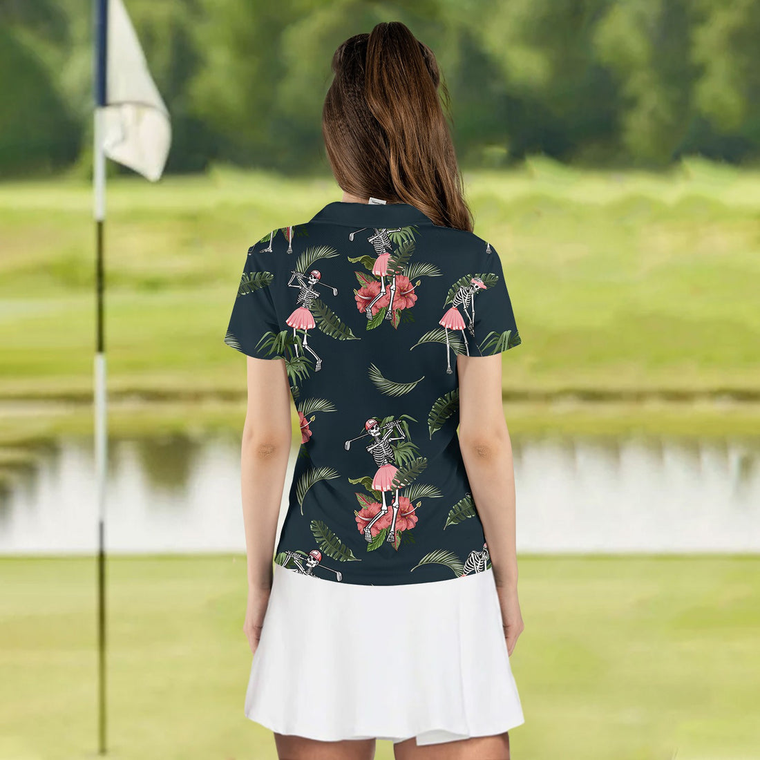 SEAMLESS TROPICAL SKELETON GOLF Women Polo Shirt LVH280101