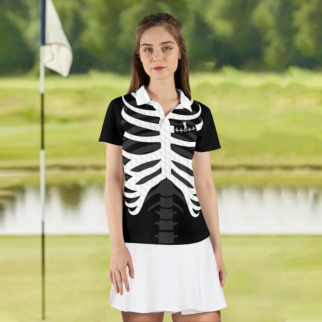 Skeleton Heart Beat Golf Women Polo Shirt LVH290101